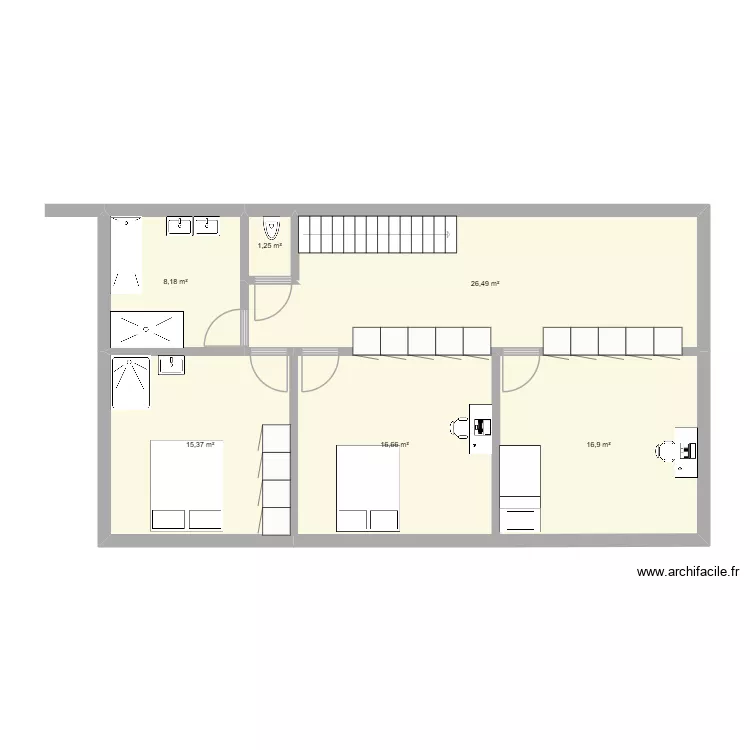 etage. Plan de 6  et 85 m²