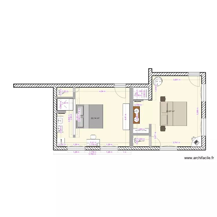 Belisama RDC chambre 2. Plan de 