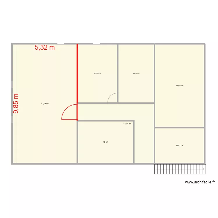 Cloison dc. Plan de 7  et 153 m²
