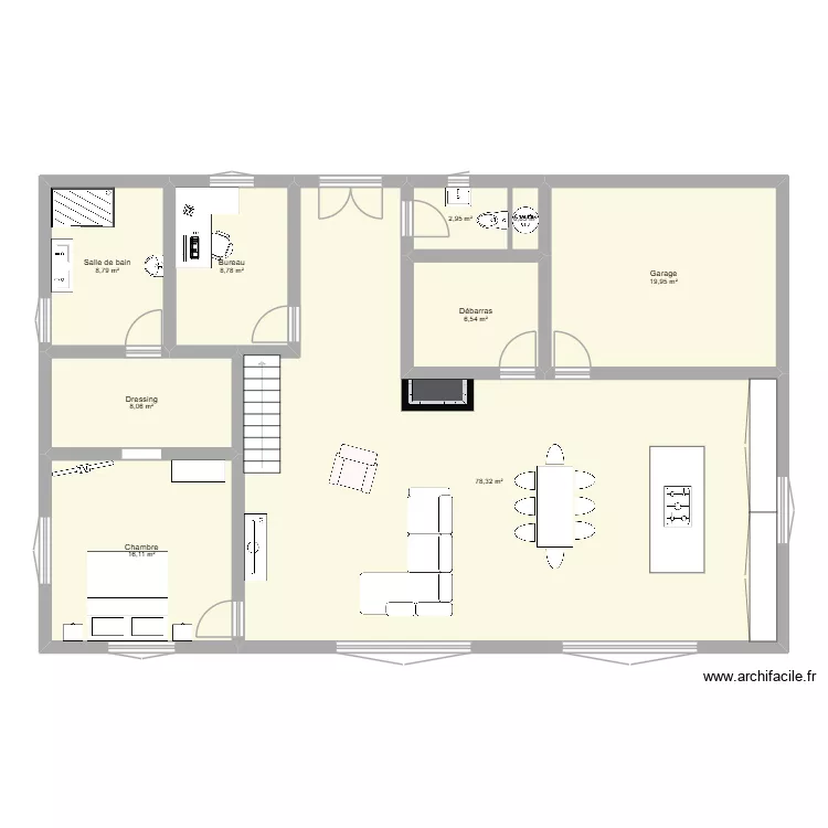 Casa. Plan de 9  et 150 m²
