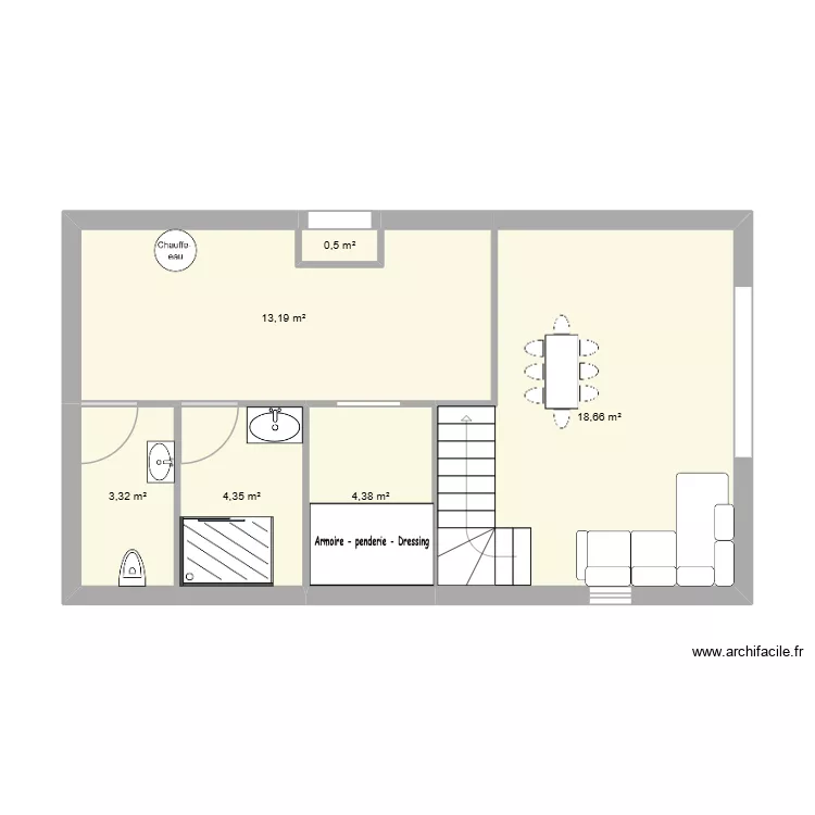 MEZZANINE. Plan de 6  et 44 m²