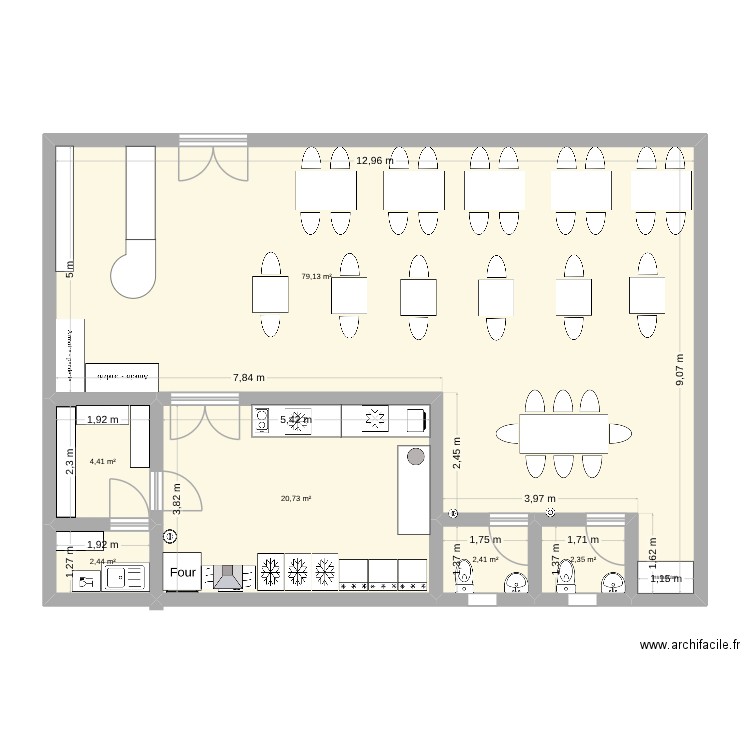 Brunch therapy. Plan de 6 pièces et 111 m2
