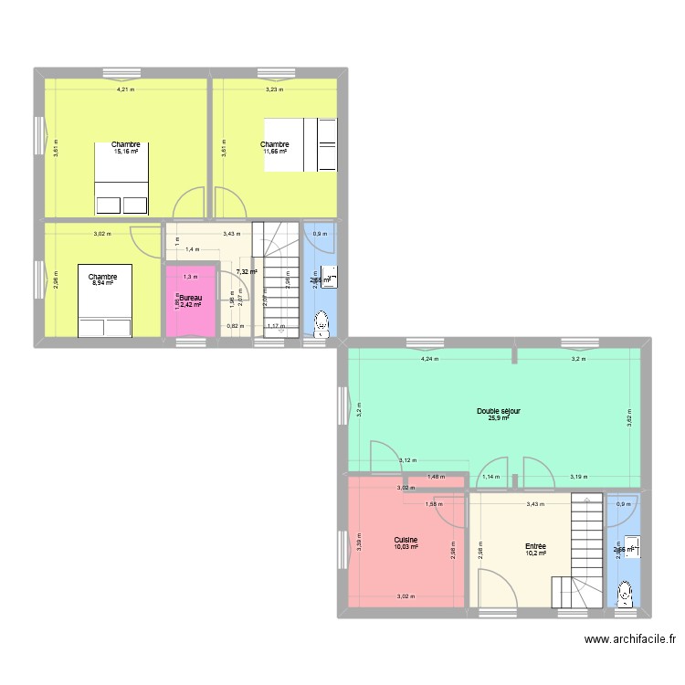 maison cacaouete. Plan de 10 pièces et 97 m2