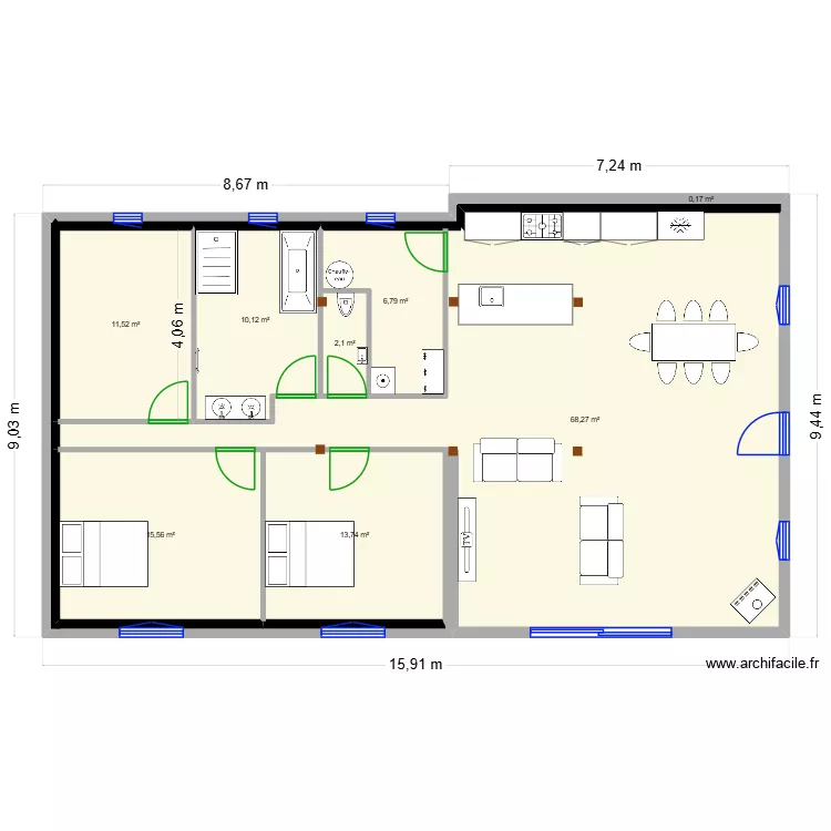 Plan maison. Plan de 8 et 128 m² Plan maison. Plan de 8 et 128 m²
