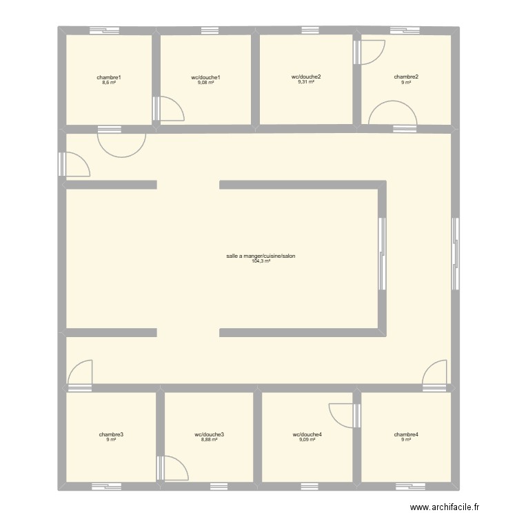 plan maison. Plan de 9 pièces et 176 m2