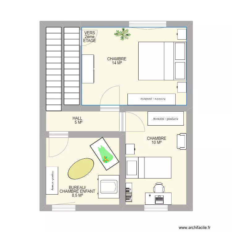 1er ETAGE CALUWAERT. Plan de 6  et 39 m²
