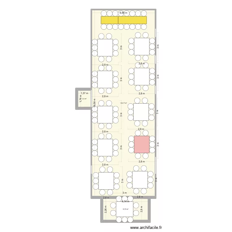SALLE MARIAGE TABLES CARRE. Plan de 