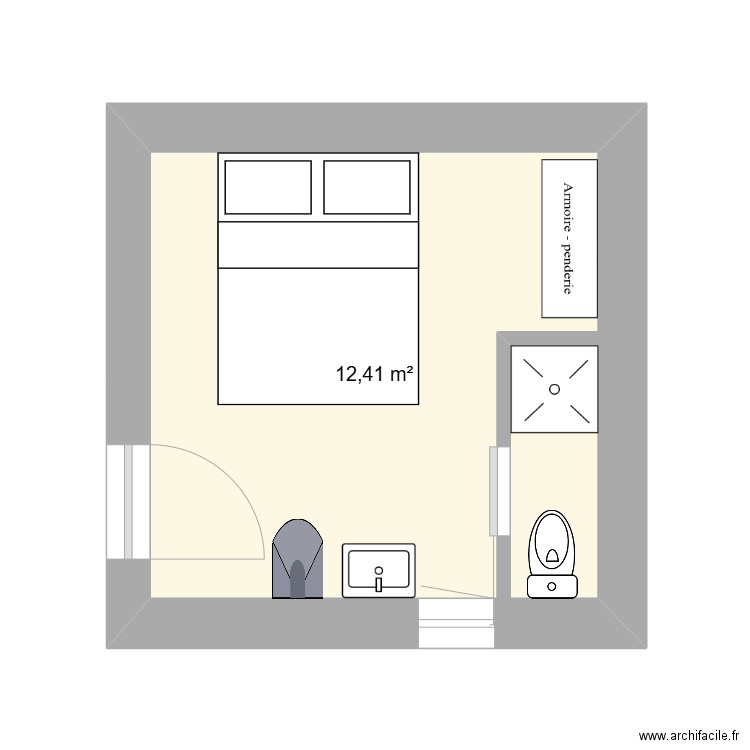 Rez Lou Pichoun. Plan de 1 pièce et 12 m2