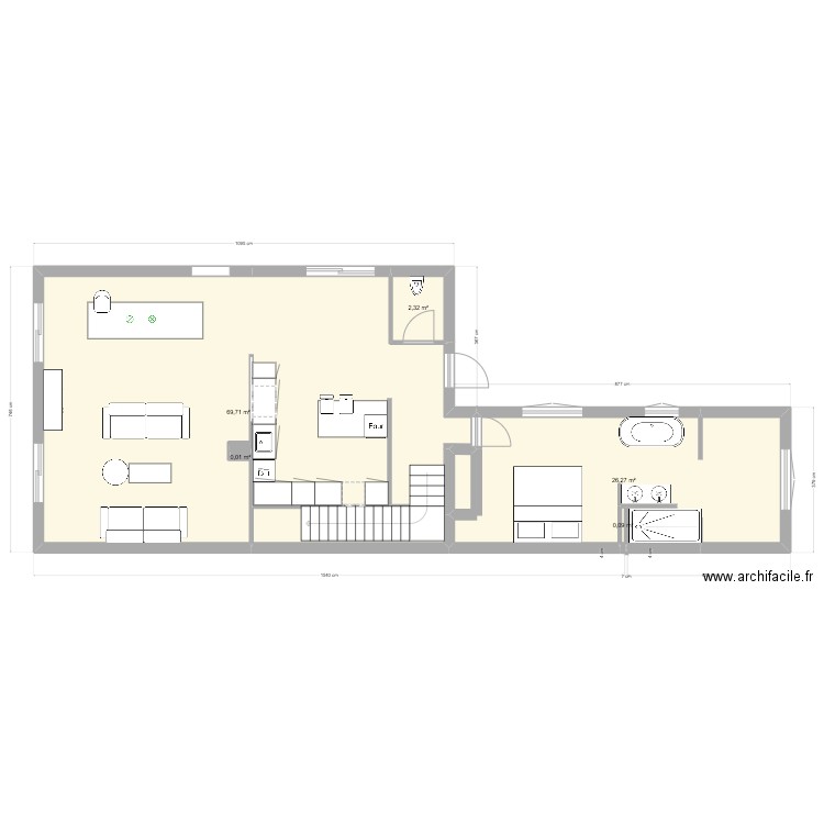 maison rdc . Plan de 5 pièces et 98 m2