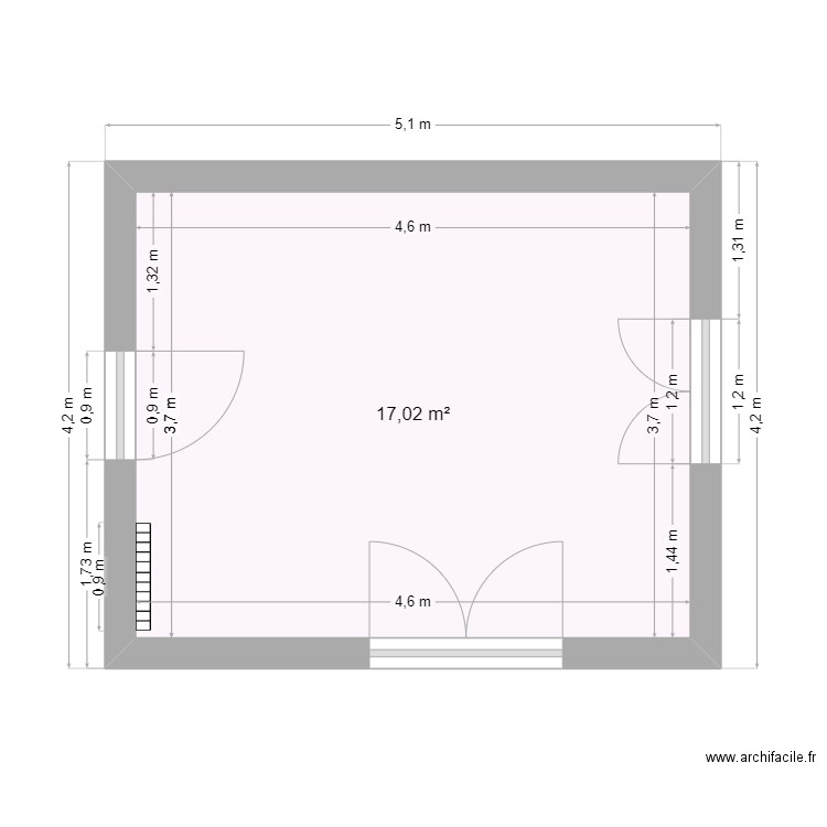 nouveauté. Plan de 1 pièce et 17 m2