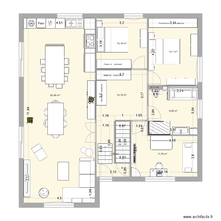 Maison Pfaffenheim plan modifié v4. Plan de 8 pièces et 114 m2