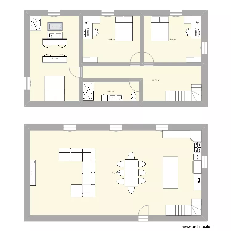 vernacular. Plan de 6  et 175 m²