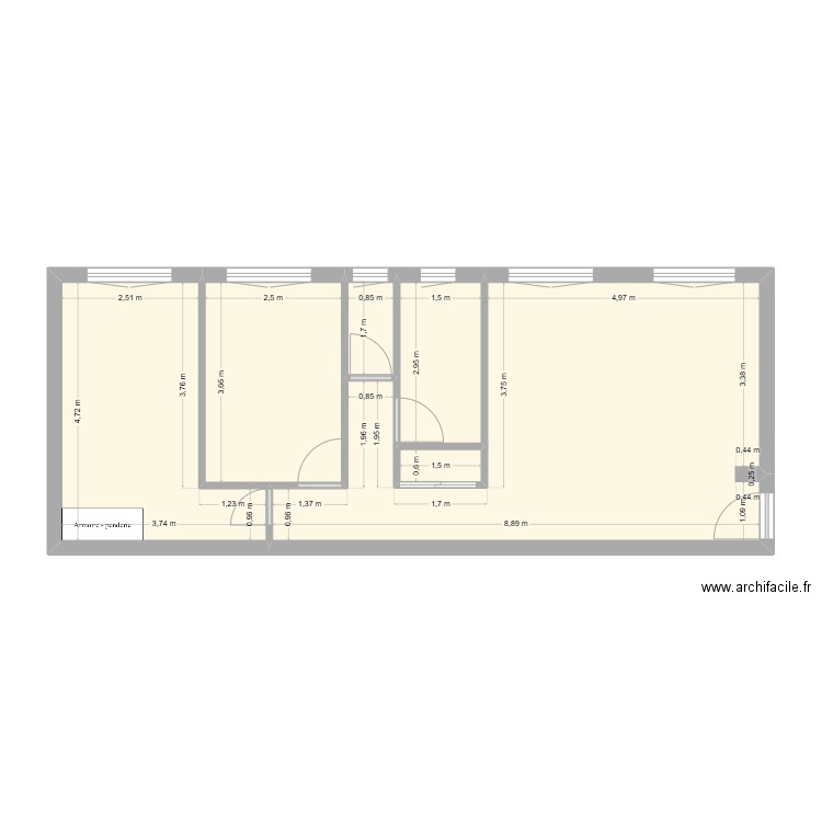 DICHARRY. Plan de 6 pièces et 56 m2