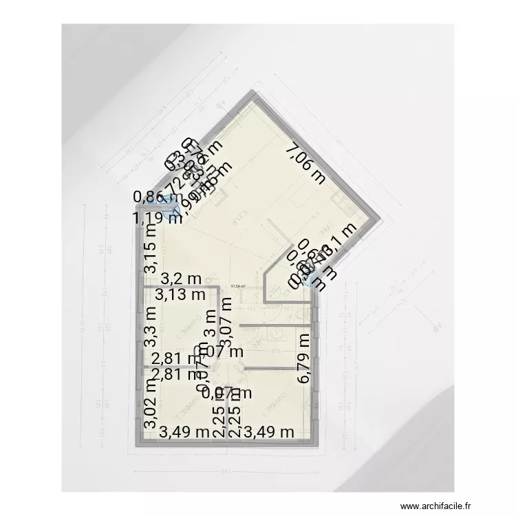 Test. Plan de 1  et 92 m²