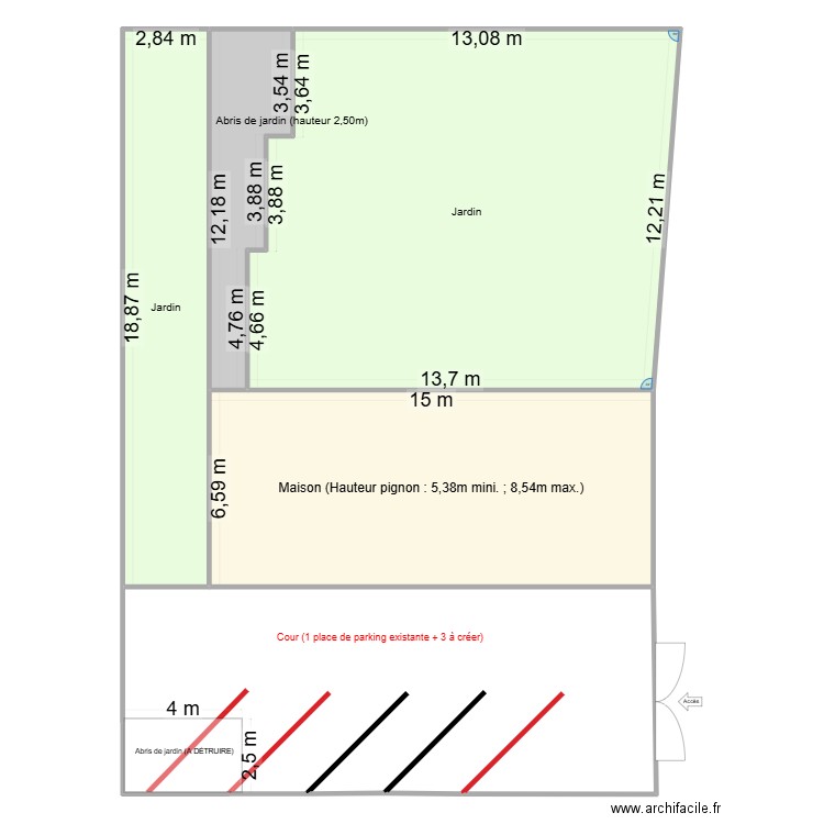 Plan de masse coté 3 dim. Plan de 4 pièces et 339 m2
