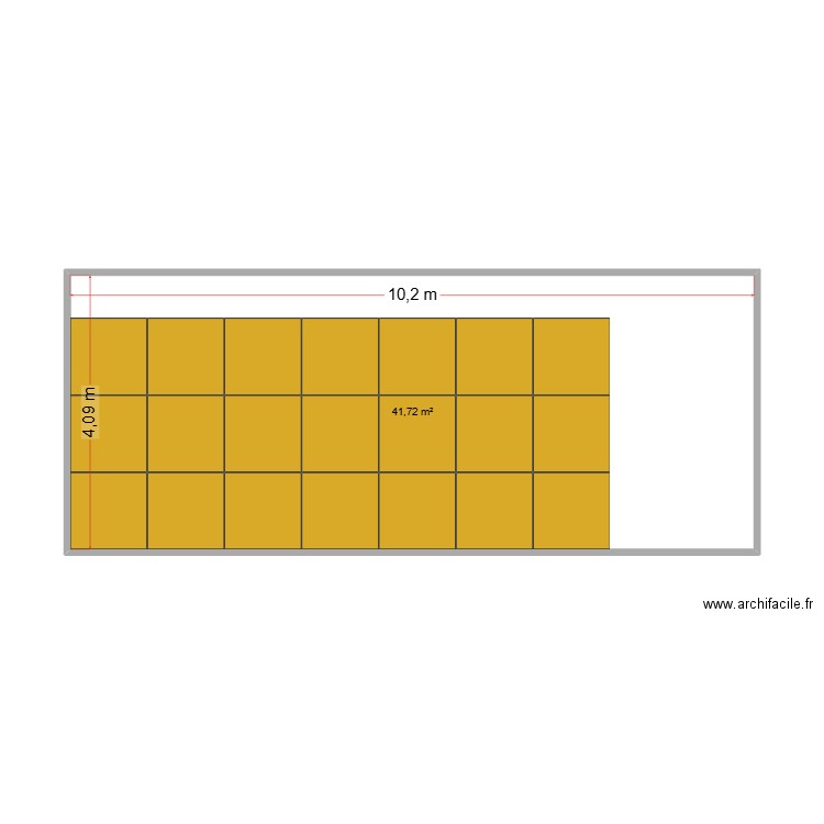 extension. Plan de 1 pièce et 42 m2
