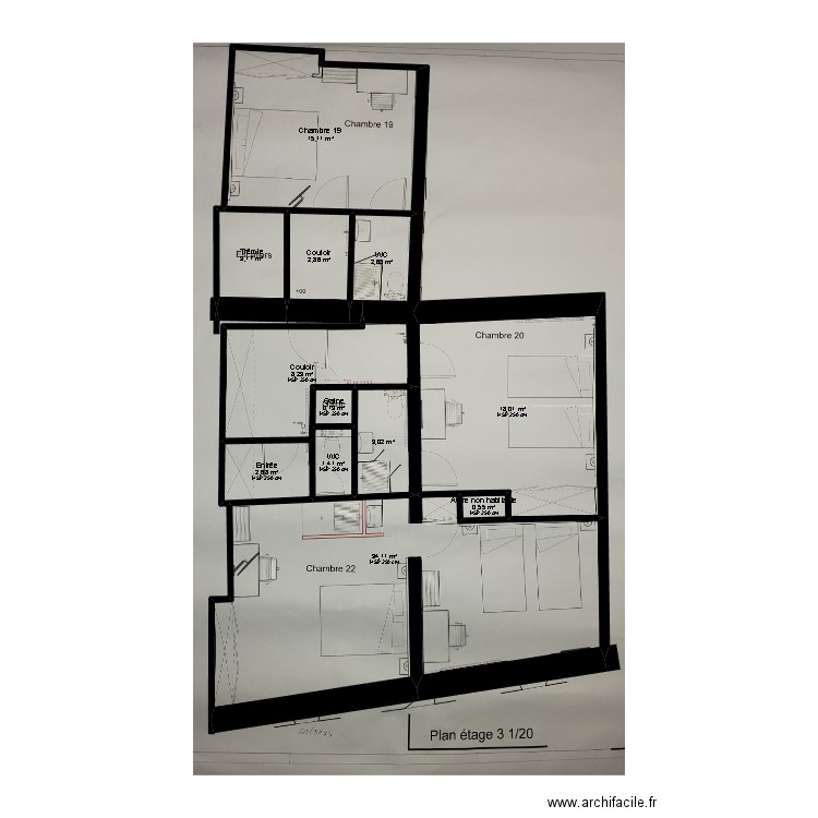 hôtel. Plan de 48 pièces et 346 m2