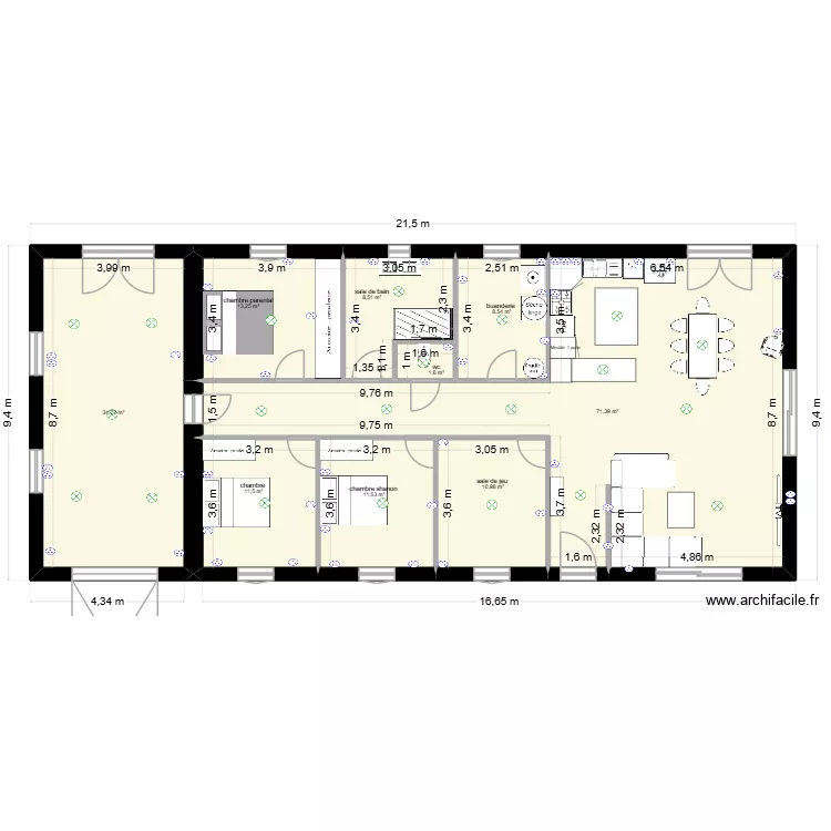 MAISON JESSYY. Plan de 9  et 172 m²