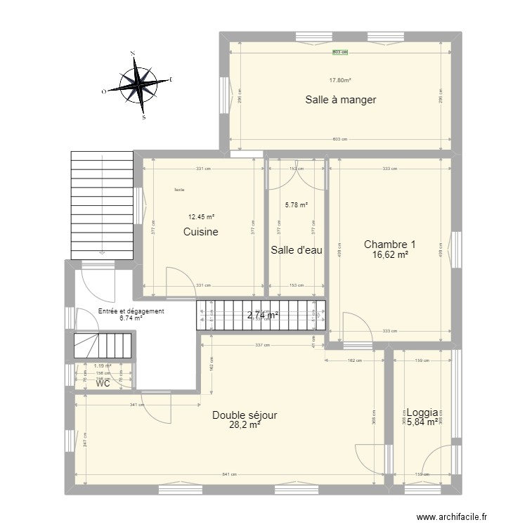 Kientzville RDC. Plan de 8 pièces et 91 m2