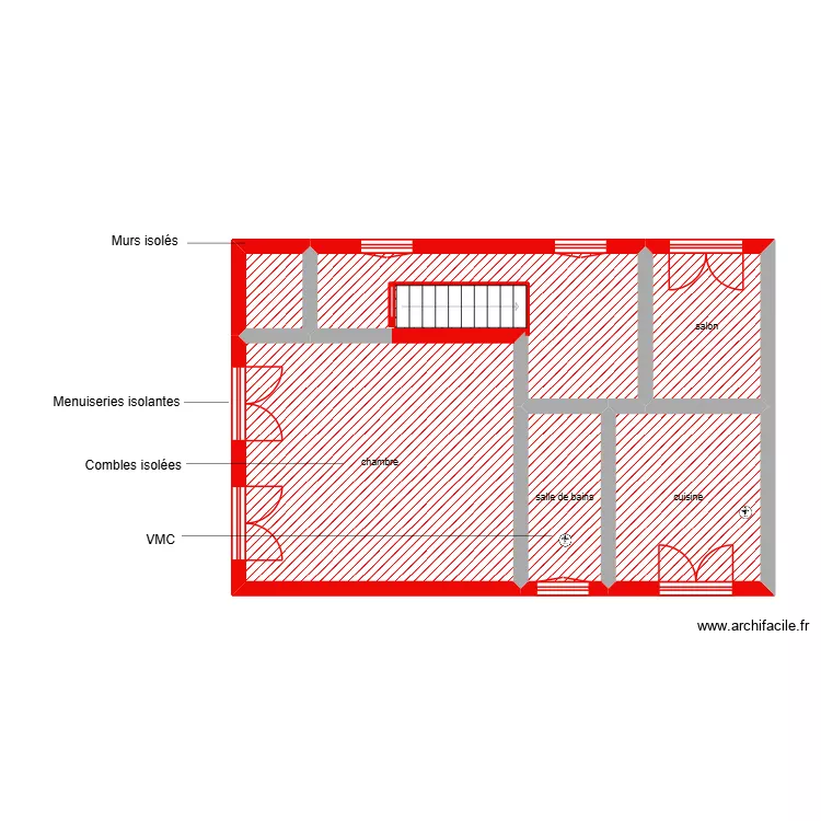 levillain &eacute;tage 3 &eacute;tapes 1/2. Plan de 6  et 56 m²