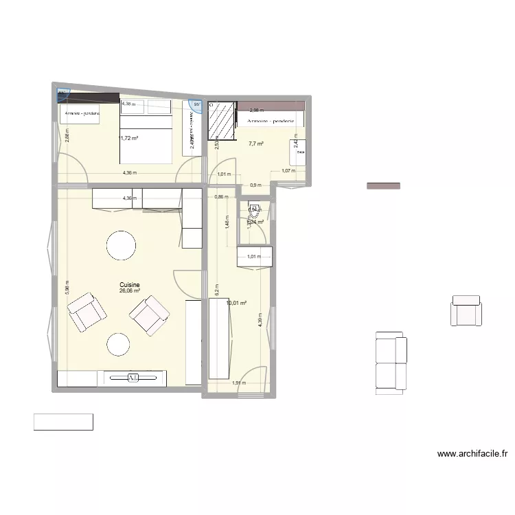 appart 4 etage. Plan de 5  et 57 m²