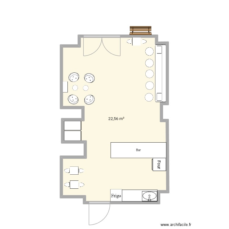 Plan cypher. Plan de 1 pièce et 23 m2
