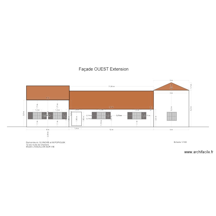 Façade OUEST. Plan de 0 pièce et 0 m2