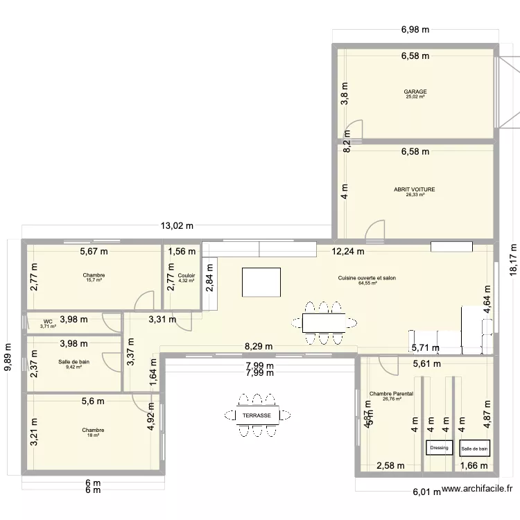 Maison Projet. Plan de 9  et 194 m²