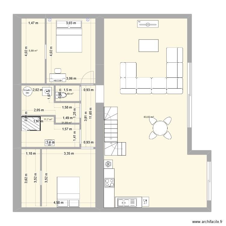 Kelly. Plan de 5 pièces et 115 m2