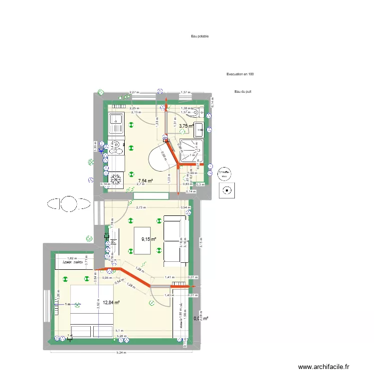 appart 05/26. Plan de 5  et 33 m²