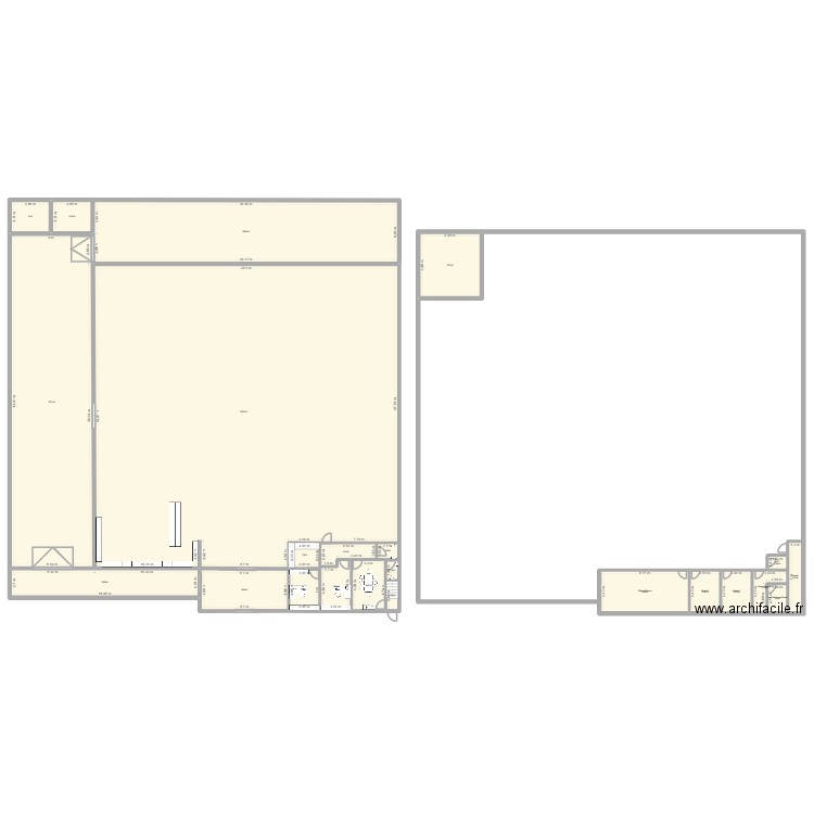 Plan magasin. Plan de 23 pièces et 1631 m2