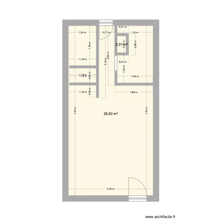 serre che. Plan de 2  et 27 m²