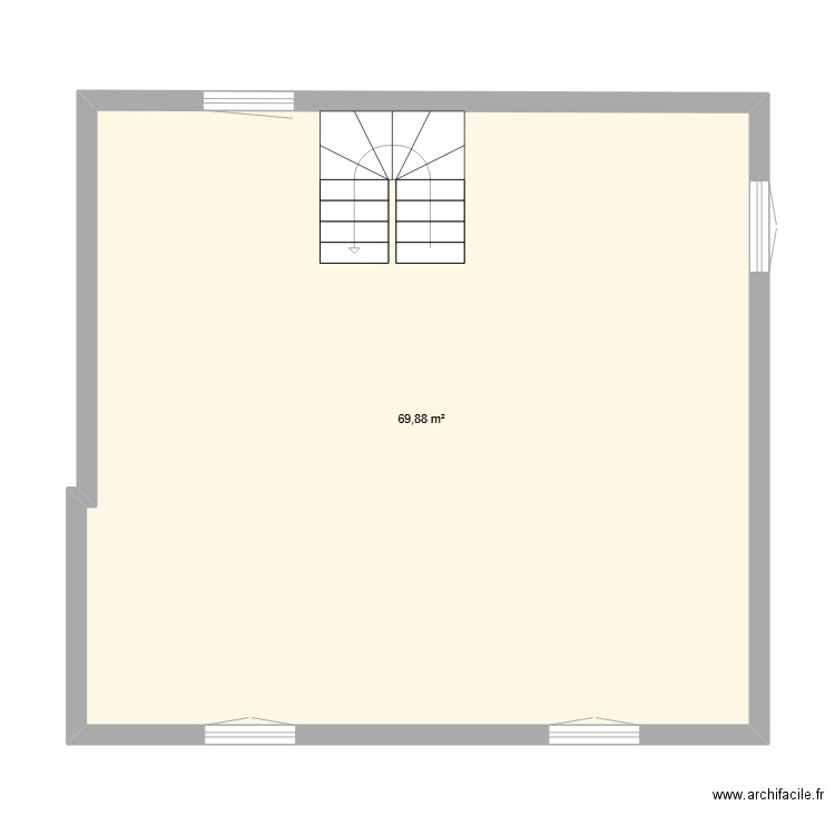 plan R+1. Plan de 1 pièce et 70 m2