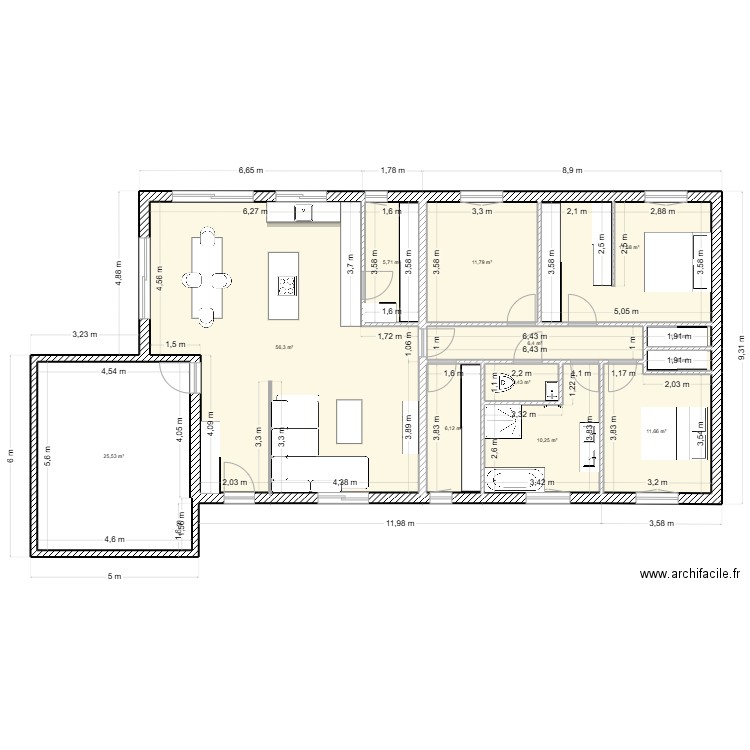 PP SCDLT. Plan de 12 pièces et 156 m2
