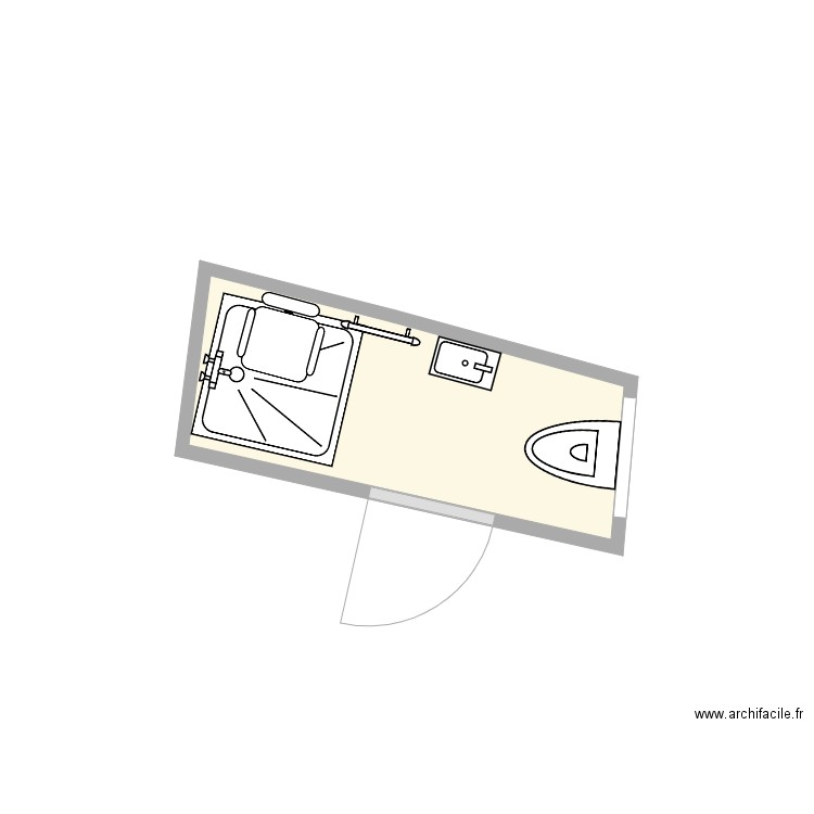 Riou après travaux. Plan de 1 pièce et 2 m2