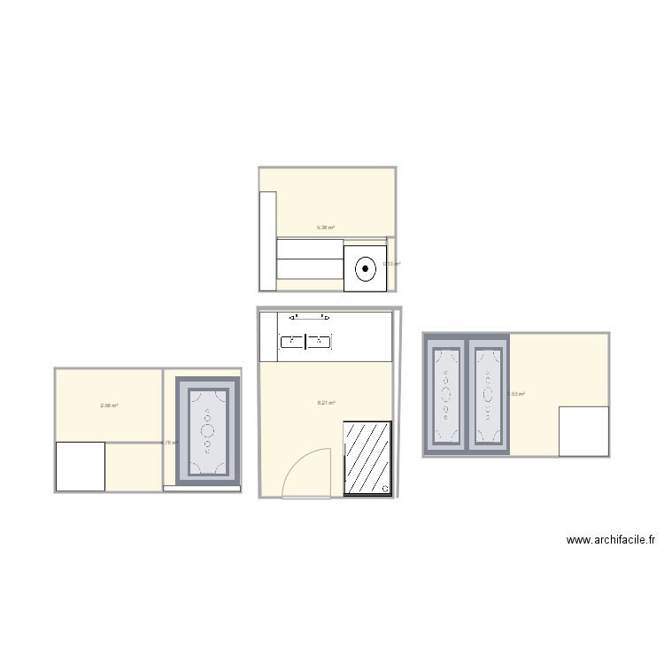 sdb cecile. Plan de 6 pièces et 29 m2