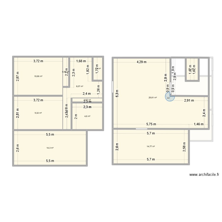 L53. Plan de 13 pièces et 132 m2