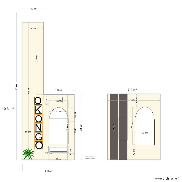 Niche plan ENTREE. Plan de 2 pièces et 18 m2
