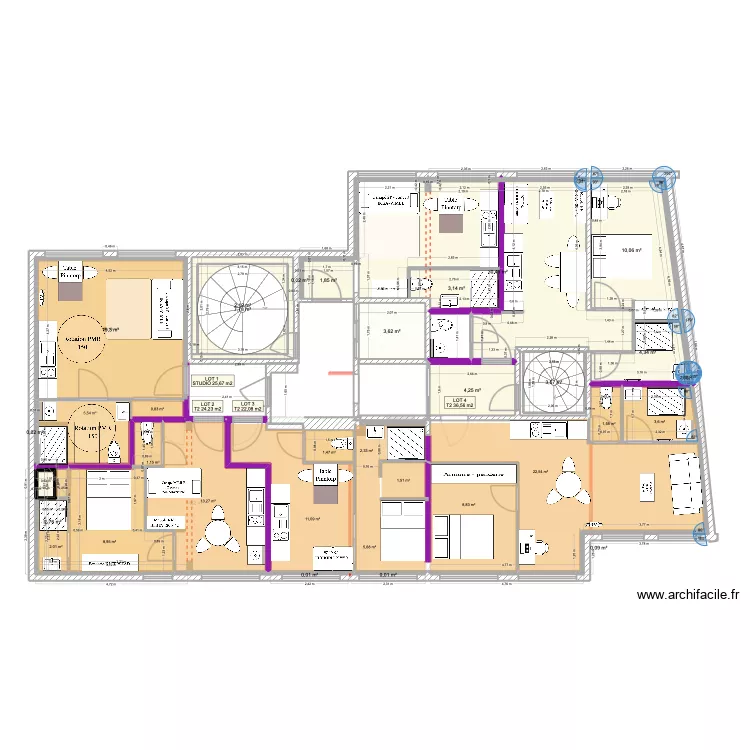 Bron Roosevelt - Etat des lieux. Plan de 43  et 298 m²