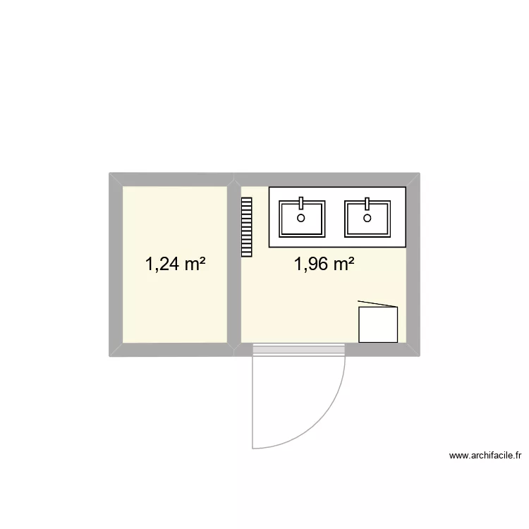 SDB 02. Plan de 2  et 3 m²