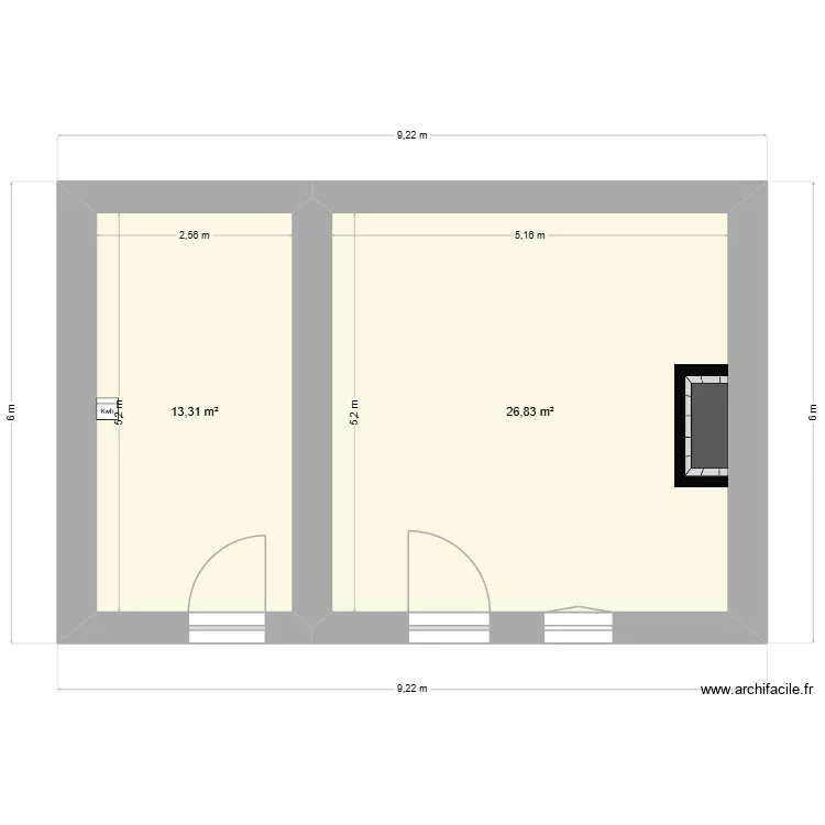 Noyers 67 Rdc. Plan de 2  et 40 m²