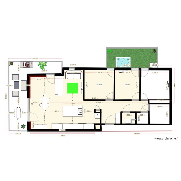 ermitage plan souhaité. Plan de 4 pièces et 77 m2