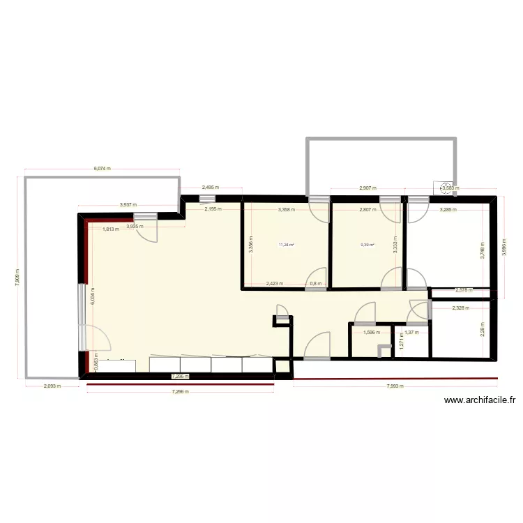 ermitage plan souhait&eacute;. Plan de 4  et 77 m²