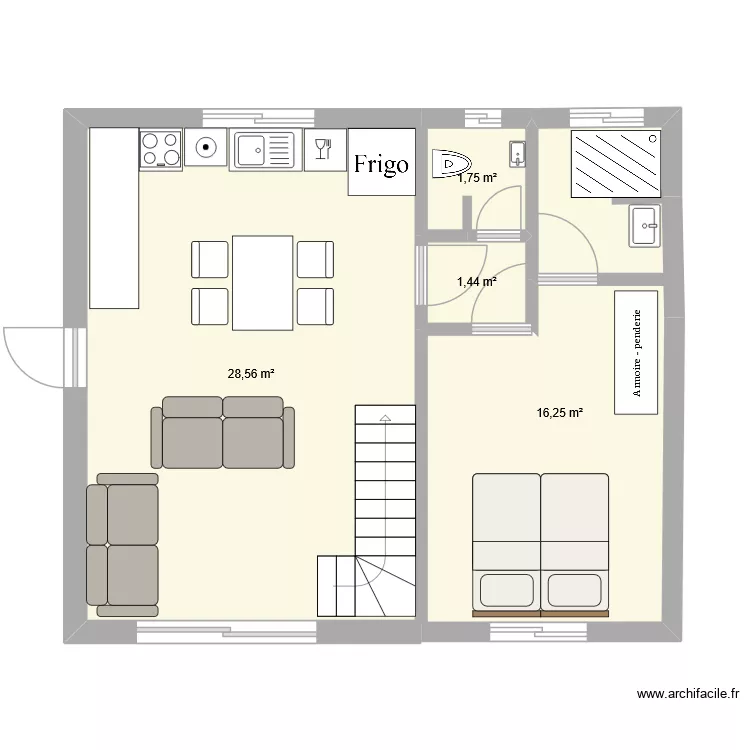 Maison projet 2. Plan de 4 Pièces et 48 m² Maison projet 2. Plan de 4 Pièces et 48 m²