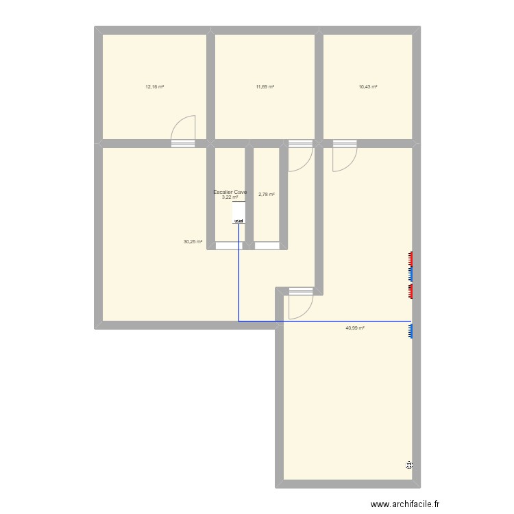 Luttre RDC. Plan de 7 pièces et 112 m2