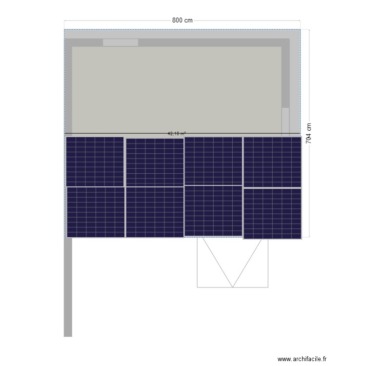 projet solaire avec panneau. Plan de 1 pièce et 42 m2