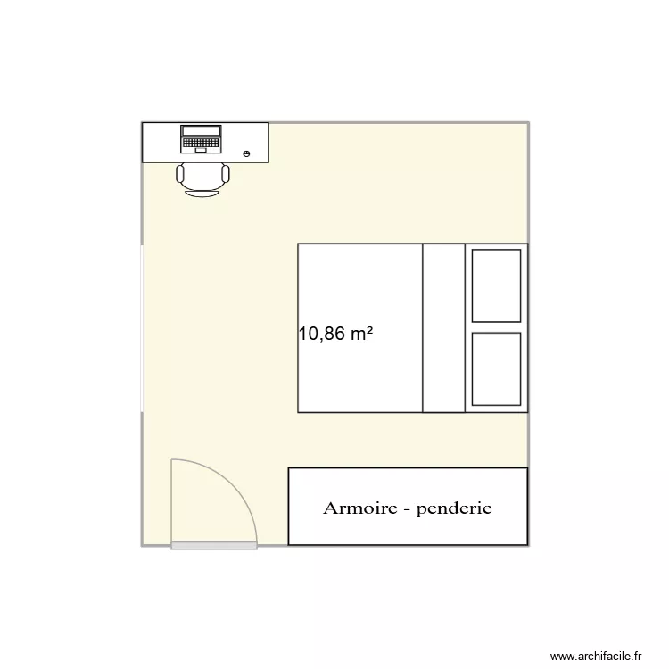 Chambre A. Plan de 1  et 11 m²