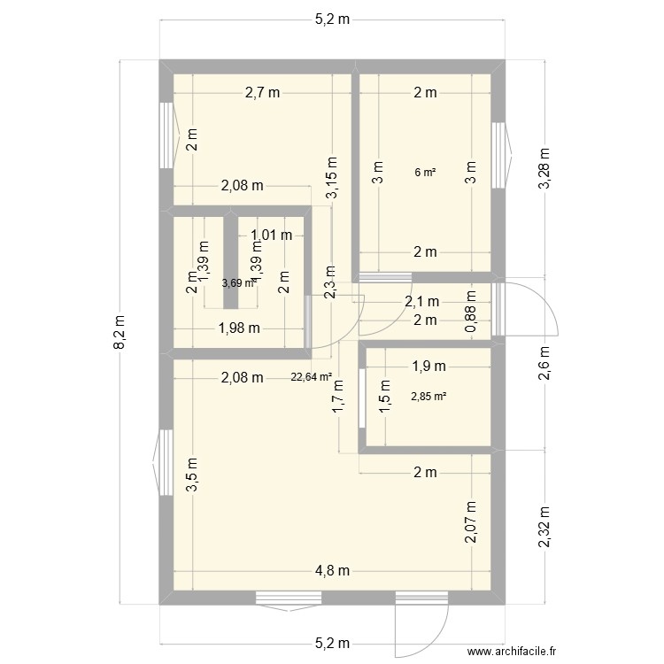 Marie 2. Plan de 5 pièces et 73 m2