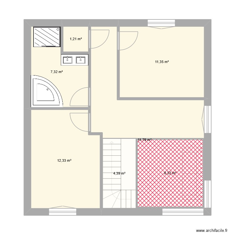 Projet maison. Plan de 4 pièces et 58 m2