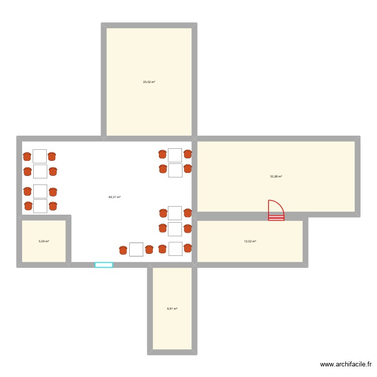 Plan du restaurant. Plan de 0 pièce et 0 m2